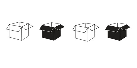 Cardboard box icon vector Simple packaging symbol Black outline vector 