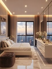 Luxury Modern Bedroom with City View