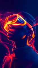Woman in Neon VR Goggles