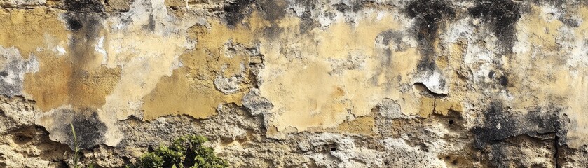 Obraz premium Resilient growth, a tree stands tall against weathered wall, embracing nature's strength