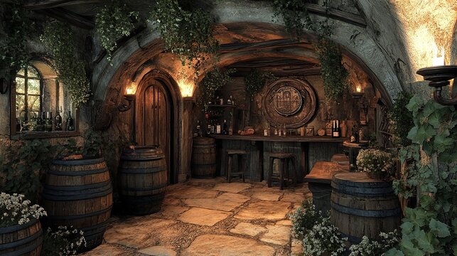 Medieval Tavern: A Rustic and Cozy Pub Interior