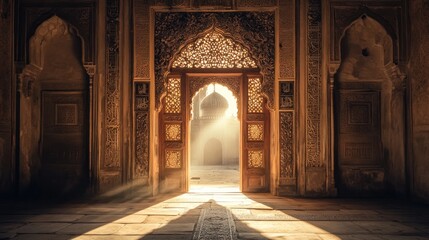 Golden Hour at the Mosque: A Glimpse into Architectural Grandeur