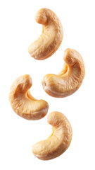 Fototapeta premium flying cashew nut isolated on transparent white background, clipping path