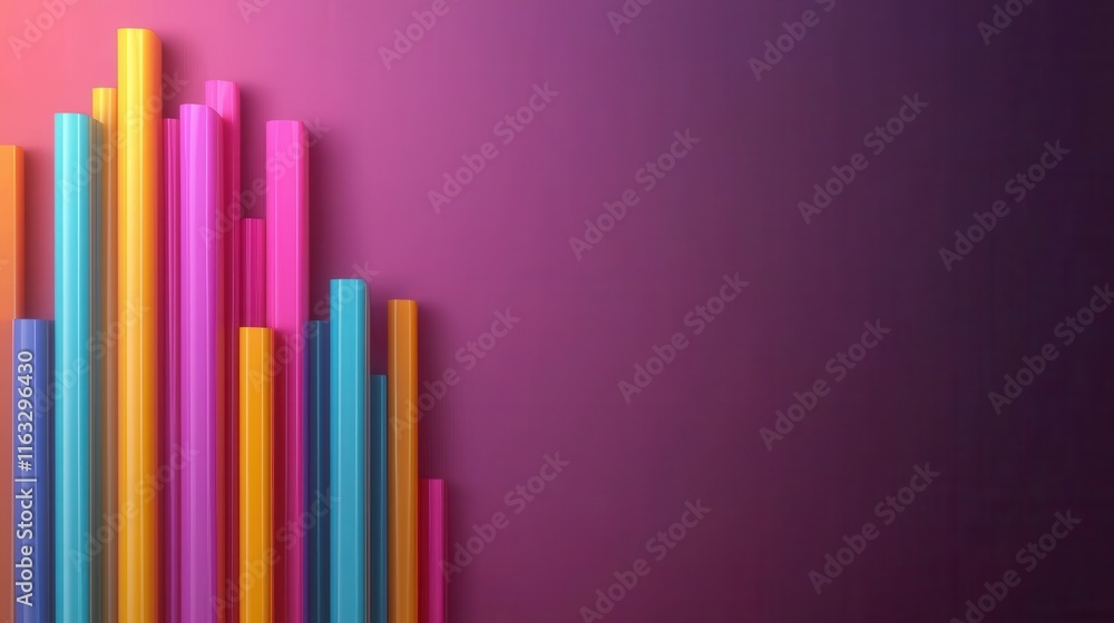 Aufkleber bright and bold 2025 growth graph with abstract 3d design futuristic colorful financial data visuali