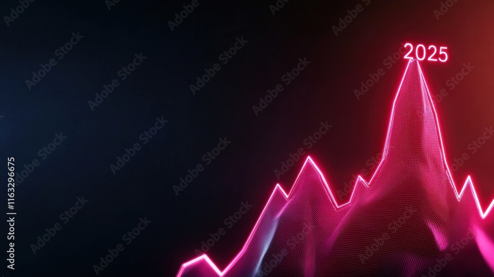 Poster detailed geometric graph chart visualizing upward trending data and financial projections for busine