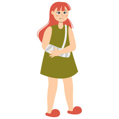 Woman with Injury. Medical Care Process. Vector Character Illustration.