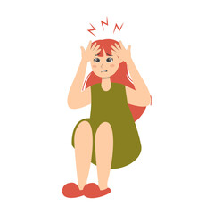 Woman with Injury. Medical Care Process. Vector Character Illustration.