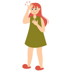 Woman with Injury. Medical Care Process. Vector Character Illustration.