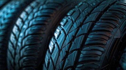Summer car tire with asymmetric tread design, AI generated image