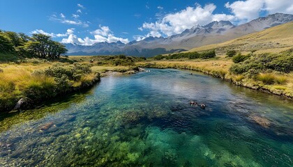 Obraz premium Crystal Clear River in Mountain Valley