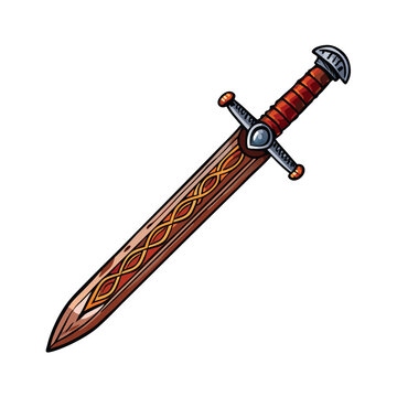 A meticulously detailed image of a Viking Ulfberht sword, showcasing its intricate design and legendary status.  Depict its craftsmanship and historical significance.