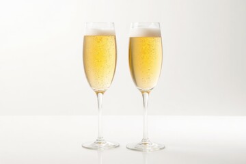 Elegant Champagne Glasses with Bubbles on a Soft Background