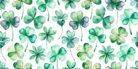 Watercolor Clover Leaf Pattern A Vibrant Botanical Design for Spring