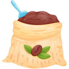 Hand Drawn Cute Coffee Bean Bag Illustration