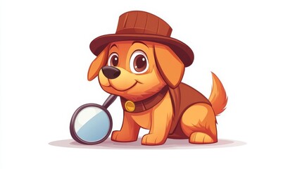Fototapeta premium cute detective dog. suitable for logo, icon and sticker. cartoon vector illustration.