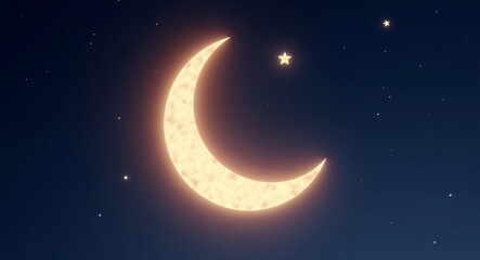 Naklejka premium Crescent Moon and Stars Night Sky