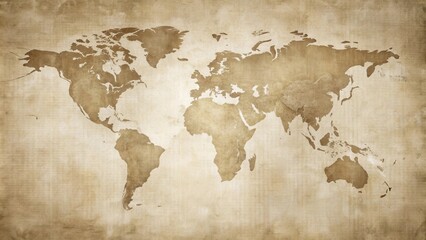 Antique World Map on Aged Paper Background A Global Perspective
