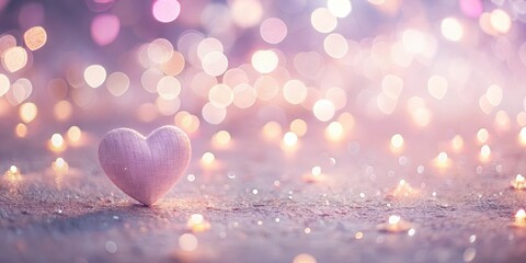 Fototapeta premium Romantic Heart on Glittering Surface with Soft Lights
