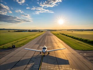 Capturing allure of aviation with a wide-angle view on a sunny summer day, this stunning image showcases an aircraft ready for take off
