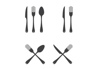 Spoon, fork and knife  set icons vector illustration on background