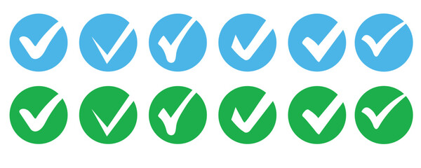 Verified badge icon tick symbol vector approved check mark icon. Illustration of green checkmark, ok button, achievement badge, right answer, approval, confirm.