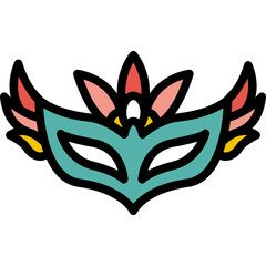 New Year'S Eve Mask Color Line Icon
