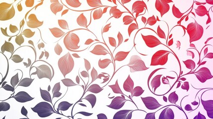Floral Vines Rainbow Gradient: A whimsical and vibrant pattern of swirling vines and leaves in a rainbow gradient, offering a captivating and colorful backdrop for design projects. 