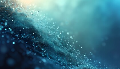 Soft Cyan and Dark Blue Gradient with Sparkling Particles in Abstract Background