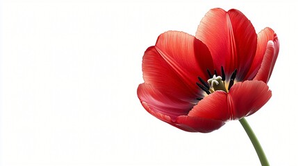 Single Red Tulip Flower Bloom Spring Botany Closeup