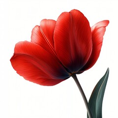Vibrant Red Tulip Bloom Closeup Spring Flower Botanical Photography