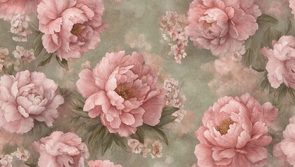 Elegant Pastel Pink Peonies Floral Wallpaper Design