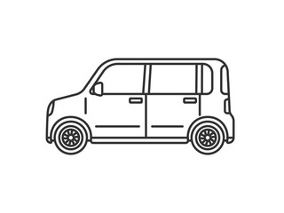 横から見た、軽自動車（線画）のイラスト