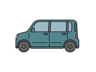 横から見た、軽自動車（線画カラー）のイラスト