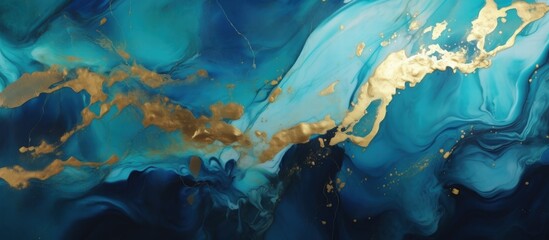 Stunning Abstract Ocean Artwork with Marble Texture and Golden Accents, Perfect for Modern Interior Design and Creative Spaces