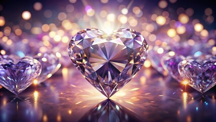 Obraz premium A radiant heart-shaped gemstone, sparkling brilliantly amidst a constellation of dazzling gems