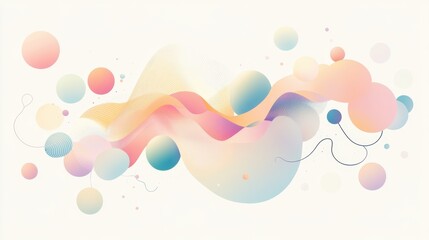 Fototapeta premium Pastel Wave Abstract: Dreamlike, flowing pastel shapes create a calming and vibrant abstract design. Perfect for backgrounds, websites, or any project needing a touch of serenity 