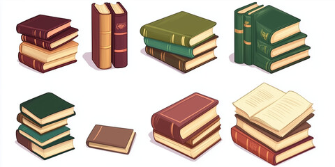 Books on White Background Isolated for Reading and Education Featuring Stack of Literature for...