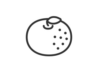 葉のついた、みかんのアイコン（線画）のイラスト