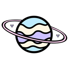 Saturn Filled Line Icon Vector Illustration 