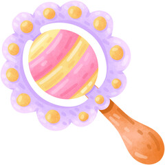 Hand Drawn Cute Handheld Baby Rattle Illustration
