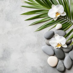 Minimalist spa background with gray pebbles