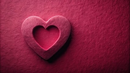 Fototapeta premium Crimson Felt Heart with Inner Cutout on Deep Red Background