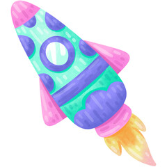 Hand Drawn Cute Rocket Illustration