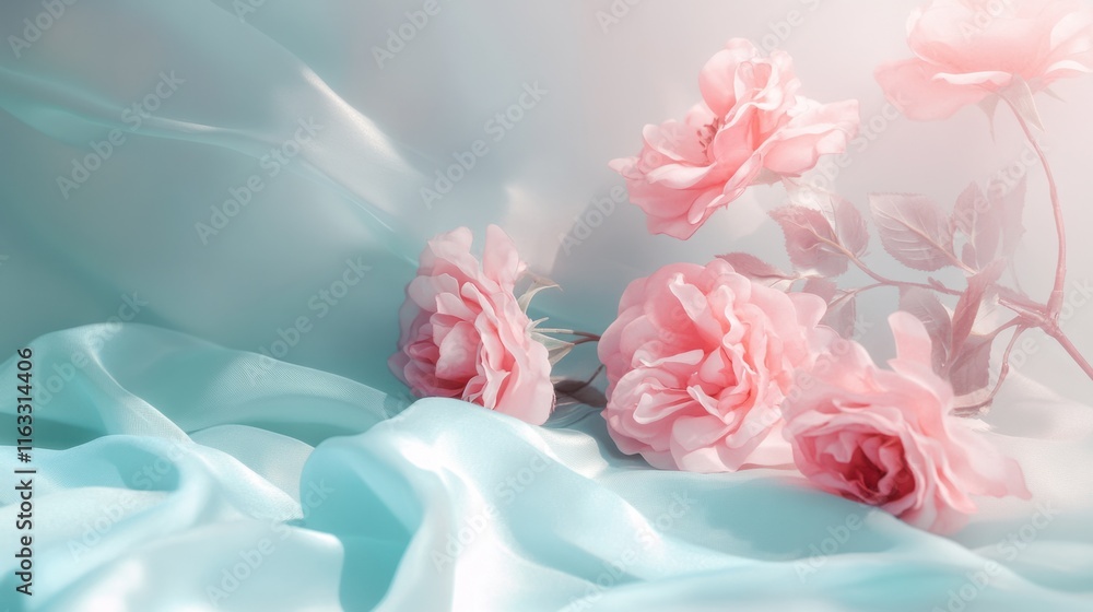 Poster a calming pastel gradient of dusty rose and pale teal, creating a soft and ethereal visual effect
