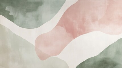 A delicate pastel abstract with muted dusty rose and sage green hues, softly blended for a calming aesthetic