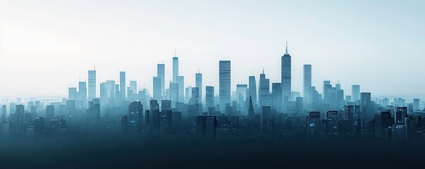 Fototapeta premium Reflections on climate change emissions transforming urban skylines