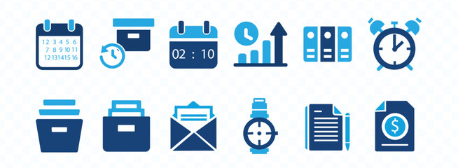 Archive, document icons set. Vector illustration
