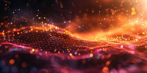 Fototapeta premium Abstract Network Background With Orange And Red Lights
