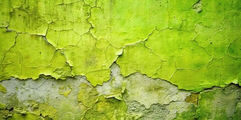 Obraz premium Abstract Lime Green Wall Texture with Extensive Cracking and Peeling Paint