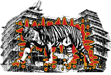 tiger design and construction with poster style suitable for any design